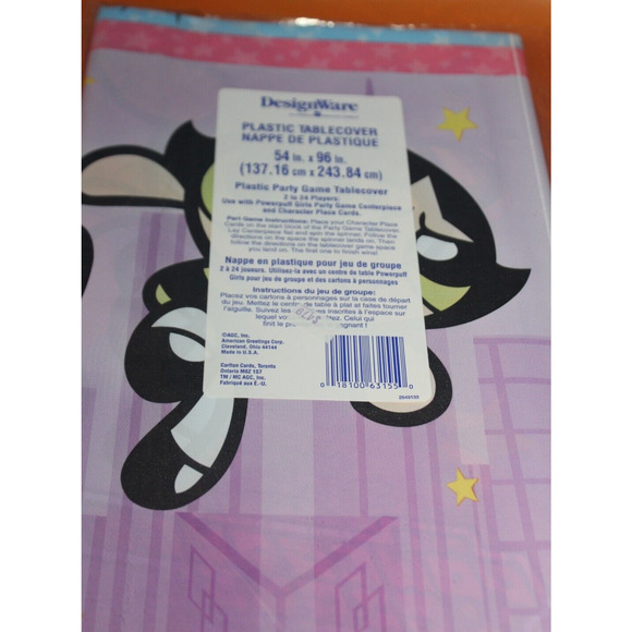 DesignWare American Greetings Powerpuff Girls Plastic Tablecover 54 x 96" 1999 - Picture 2 of 4